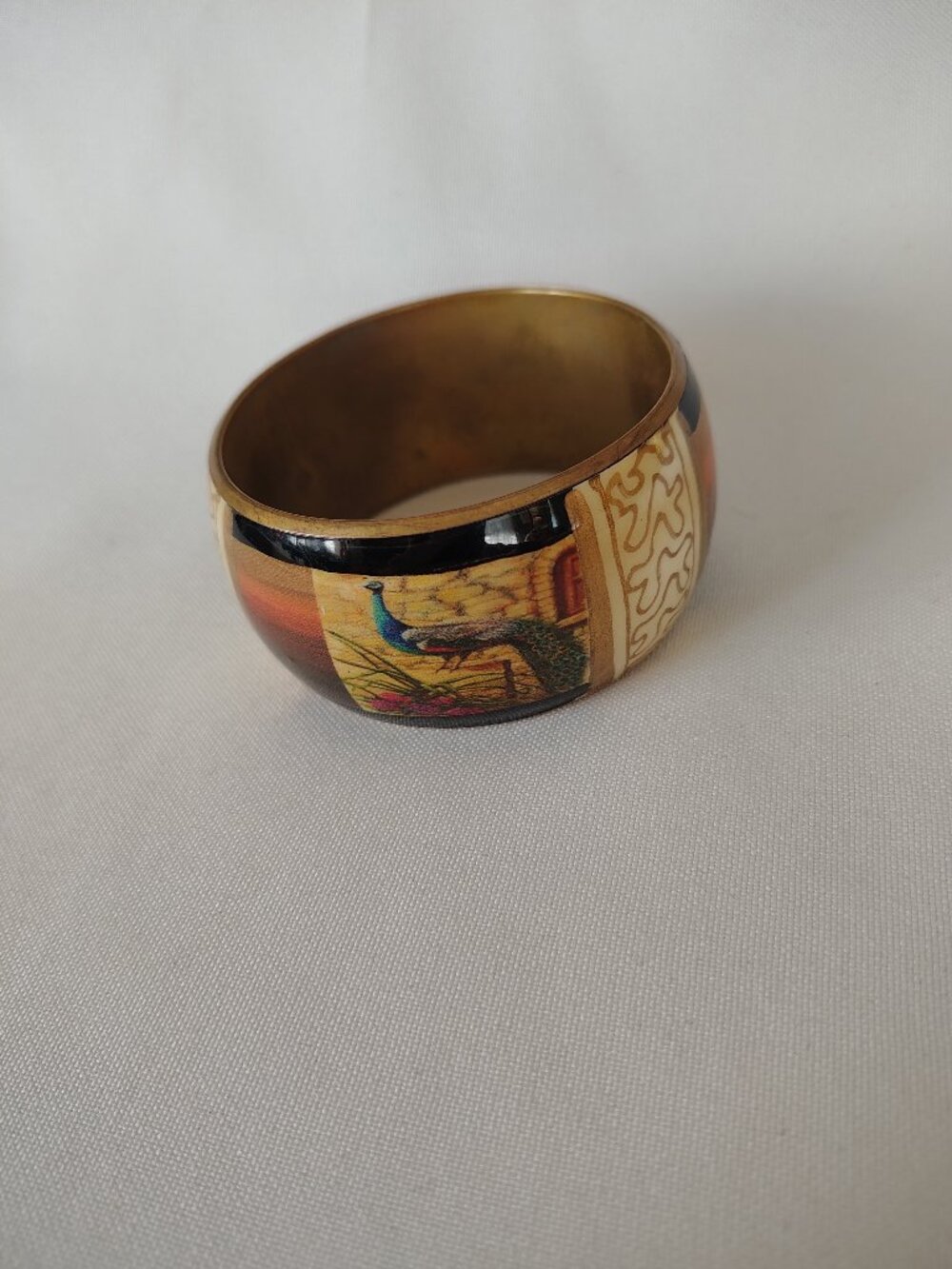 Vintage Peacock Inner Metal Bangle Bracelet